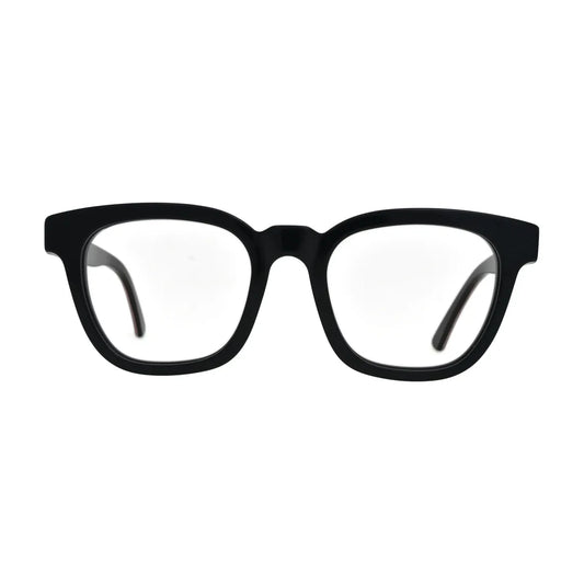 Black Square Glasses with Red Check Temples for Women N077 – front view