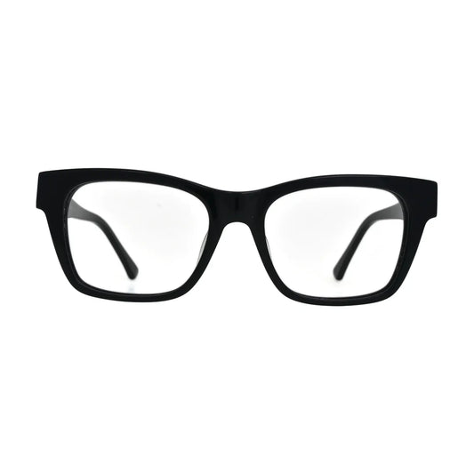 Black Square Glasses with Silver Key Pattern Hinges for Women N078 – front view