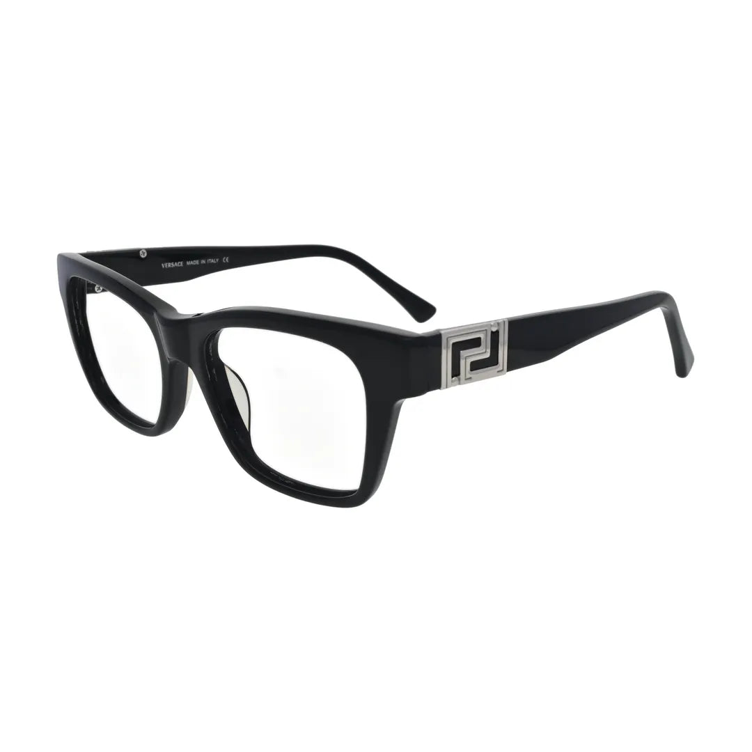 Black Square Glasses with Silver Key Pattern Hinges for Women N078 – angled side view