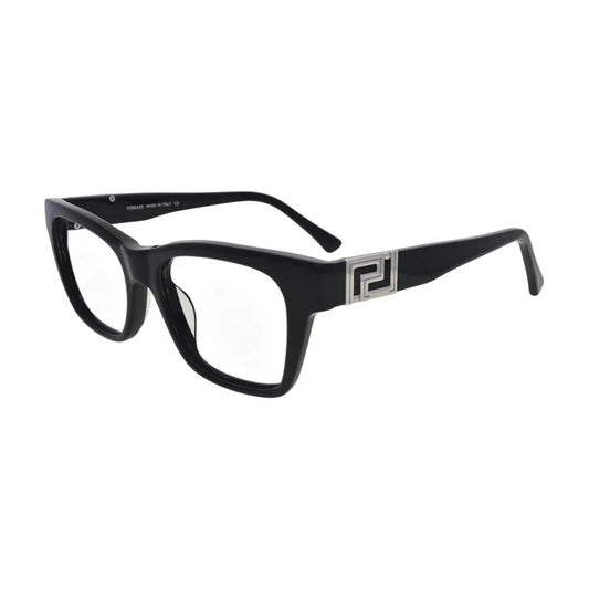Black Square Glasses with Silver Key Pattern Hinges for Women N078 – angled side view