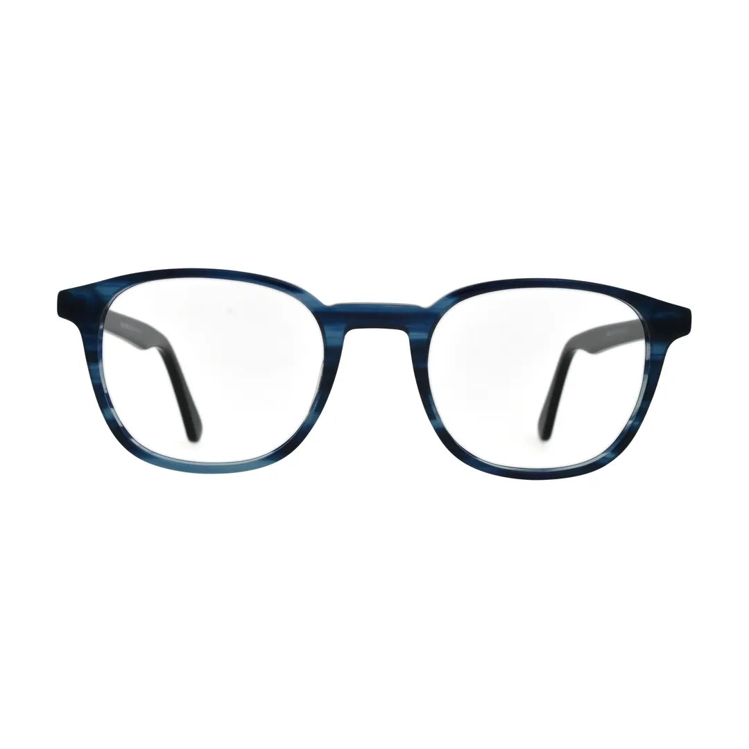 Blue Horn Round Glasses with Black Temples for Women N079 – front view