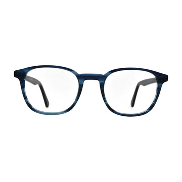 Blue Horn Round Glasses with Black Temples for Women N079 – front view