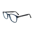Blue Horn Round Glasses with Black Temples for Women N079 – angled side view