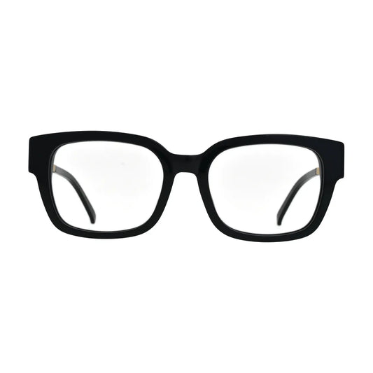 Black Square Glasses with Gold B Emblem Temples for Women N081 – front view