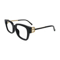 Black Square Glasses with Gold B Emblem Temples for Women N081 – angled side view