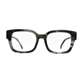 Grey Horn Square Glasses with Silver B Emblem Temples for Women N082 – front view