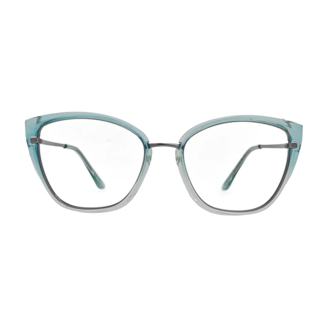 Teal Crystal Fade Cat Eye Glasses for Women N083 – front view