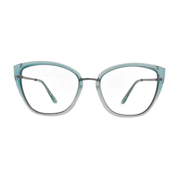 Teal Crystal Fade Cat Eye Glasses for Women N083 – front view