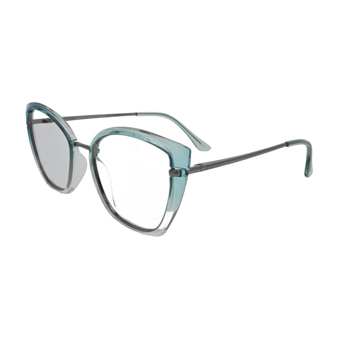 Teal Crystal Fade Cat Eye Glasses for Women N083 – second angled side view