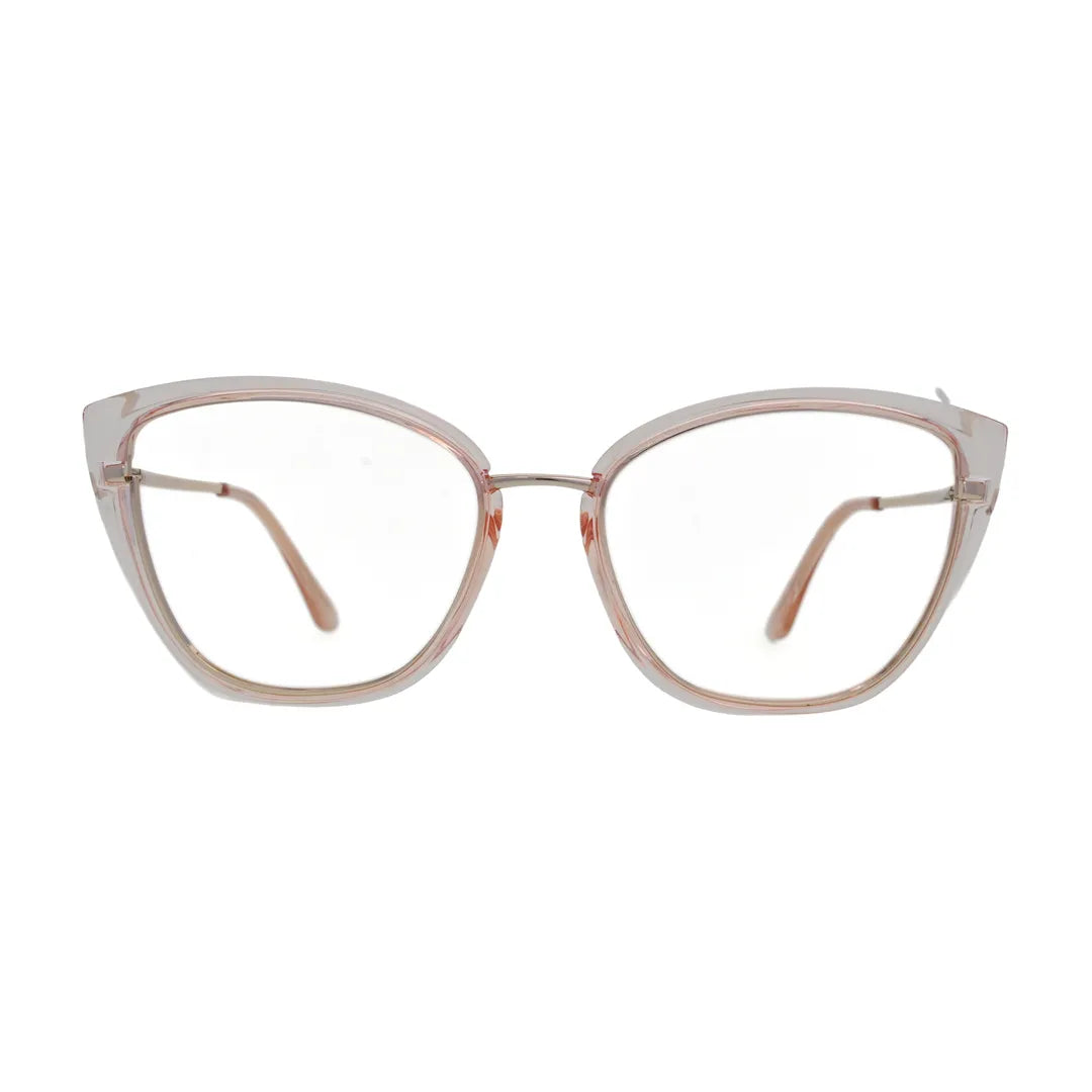 Blush Pink Crystal Cat Eye Glasses for Women N084 – front view