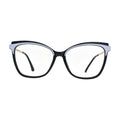 Black Cat Eye Glasses with Lilac Brow for Women N085 – front view