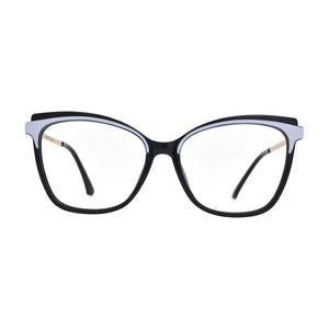 Black Cat Eye Glasses with Lilac Brow for Women – N085