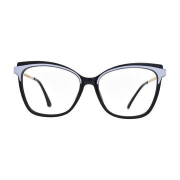 Black Cat Eye Glasses with Lilac Brow for Women N085 – front view