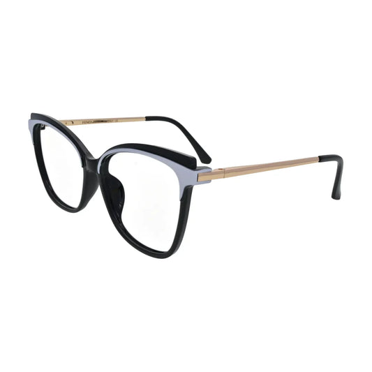 Black Cat Eye Glasses with Lilac Brow for Women N085 – angled side view