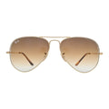 Ray-Ban RB3689 914/51 front view — full-rim gold Arista aviator frame with light brown gradient teardrop lenses