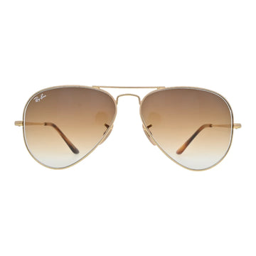 Ray-Ban RB3689 914/51 front view — full-rim gold Arista aviator frame with light brown gradient teardrop lenses