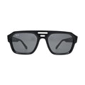 Ray-Ban RB4397 6677/87 black — front view showing flat-top triple-bridge construction and solid dark grey lenses in gloss black bio-acetate frame