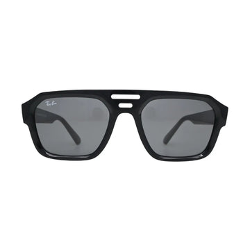 Ray-Ban RB4397 6677/87 black — front view showing flat-top triple-bridge construction and solid dark grey lenses in gloss black bio-acetate frame