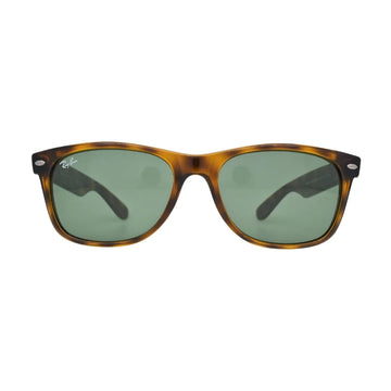 Ray-Ban RB2132 902L polished tortoise square wayfarer sunglasses — front view showing solid G-15 green lenses and Ray-Ban script logo