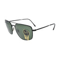 Ray-Ban RB3666 black metal aviator sunglasses with green G-15 lenses side view
