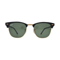 Ray-Ban RB3016 W0365 Clubmaster Classic — front view showing black acetate browline upper, gold metal lower rim and G-15 green lenses