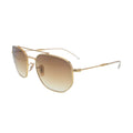 Side angle profile of polished Arista gold metal eyewear displaying thin temples and adjustable silicone nose pads.