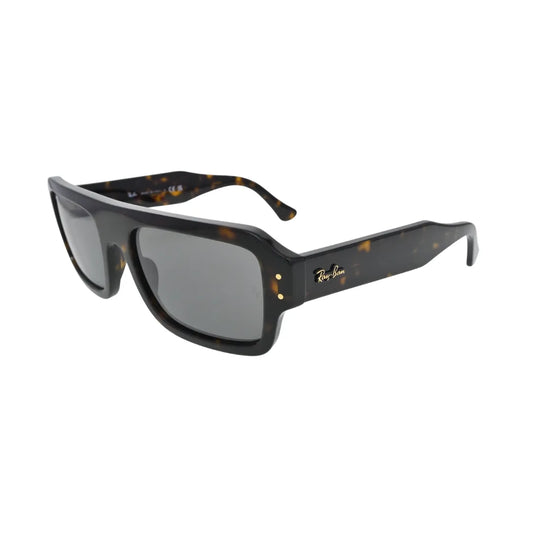 Ray-Ban RB4454 1359 B1 Havana — angled side view showing wide Hawkeye temple profile, gold Ray-Ban script logo and tortoiseshell pattern