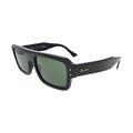 Ray-Ban Lukas black green rectangle sunglasses unisex — angled side view showing flat-top frame, gold rivets and wide Hawkeye temple with gold Ray-Ban logo