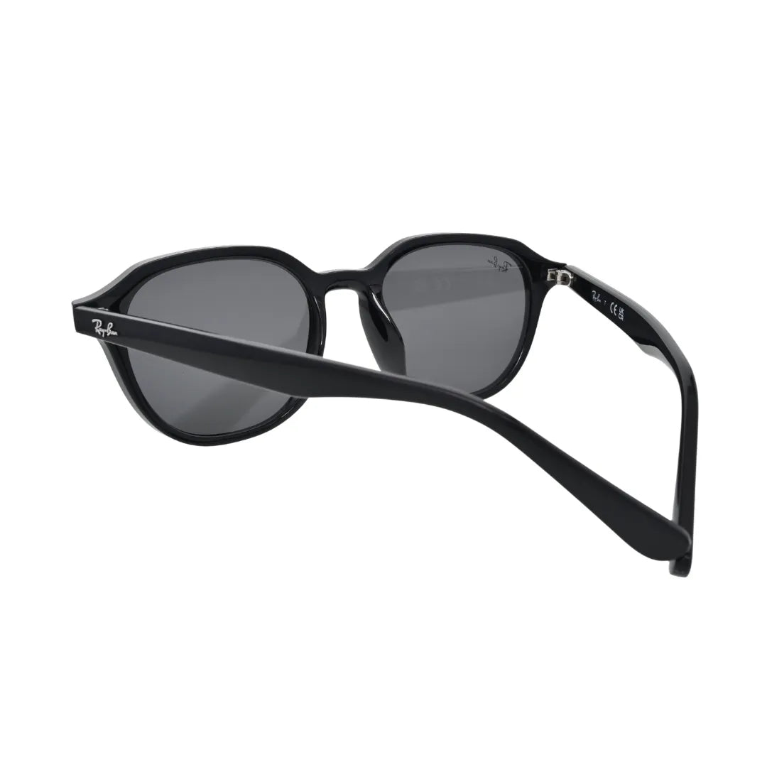 Ray-Ban RB4459D rear angled view — gloss black propionate square frame with wide flat temples and silver hinge detail