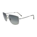 Ray-Ban RB3666 silver square sunglasses grey gradient — angled side view showing slim double-bridge and rope-textured metal temple arms