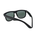 Ray-Ban RBR0501S 6677VR rear view showing gloss black injection temples with Ray-Ban script logo and silver hinge connector