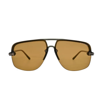 Front view of Tom Ford Hugo-02 TF1003 93E shiny light green navigator sunglasses with brown lenses.
