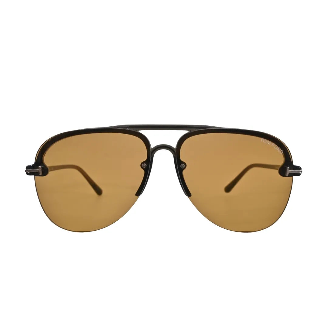 Front view of Tom Ford Terry-02 TF1004 51E mastic pilot sunglasses with brown lenses.