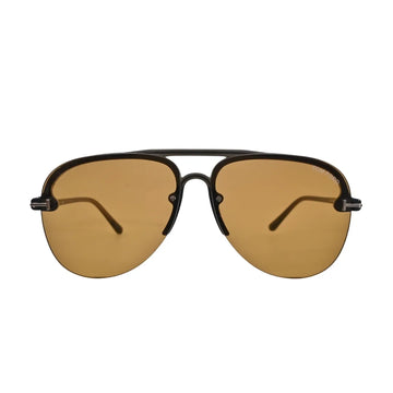 Front view of Tom Ford Terry-02 TF1004 51E mastic pilot sunglasses with brown lenses.