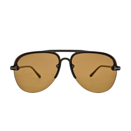Front view of Tom Ford Terry-02 TF1004 51E mastic pilot sunglasses with brown lenses.