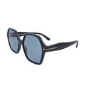 Three-quarter side view of Tom Ford TF1032 01A oversized geometric sunglasses showing gold-tone T hardware and MADE IN ITALY temple stamp