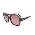 Tom Ford Hanley TF1034 52F dark havana square sunglasses — three-quarter front view showing gold T-bar temple hardware and pink gradient lenses