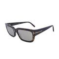 Side profile view of Tom Ford Ezra TF1075 52L dark havana rectangle sunglasses highlighting the glossy acetate temple line and metal T logo