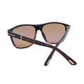 Side profile view of Tom Ford Frances TF1081 05E dark havana square sunglasses highlighting the smooth temple line and metal T logo