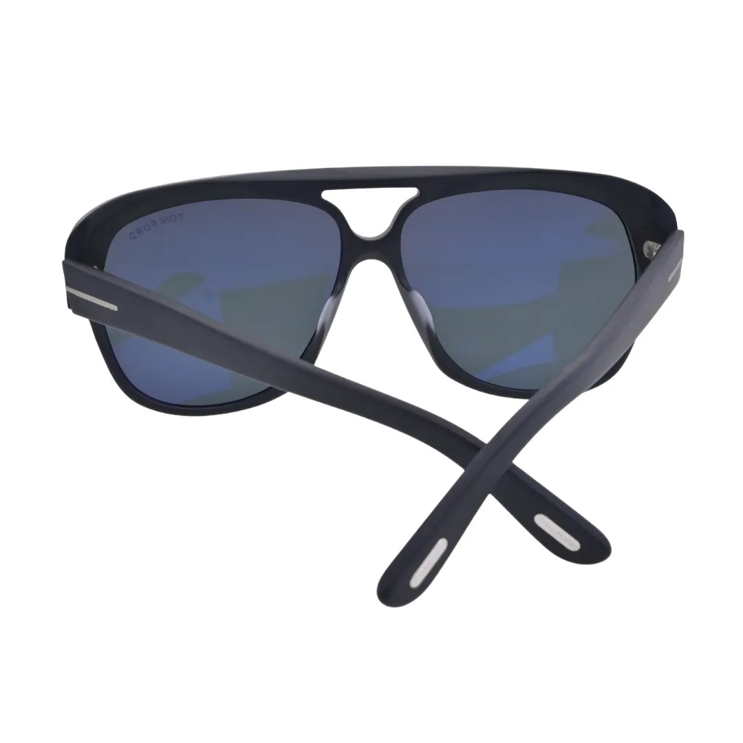 Side profile view of Tom Ford Jayden TF1103 02A matte black aviator sunglasses highlighting the slim temples and gold-tone Tom Ford detail