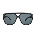 Front-facing view of Tom Ford Jayden TF1103 02A matte black aviator sunglasses with grey mirror lenses and signature T hardware