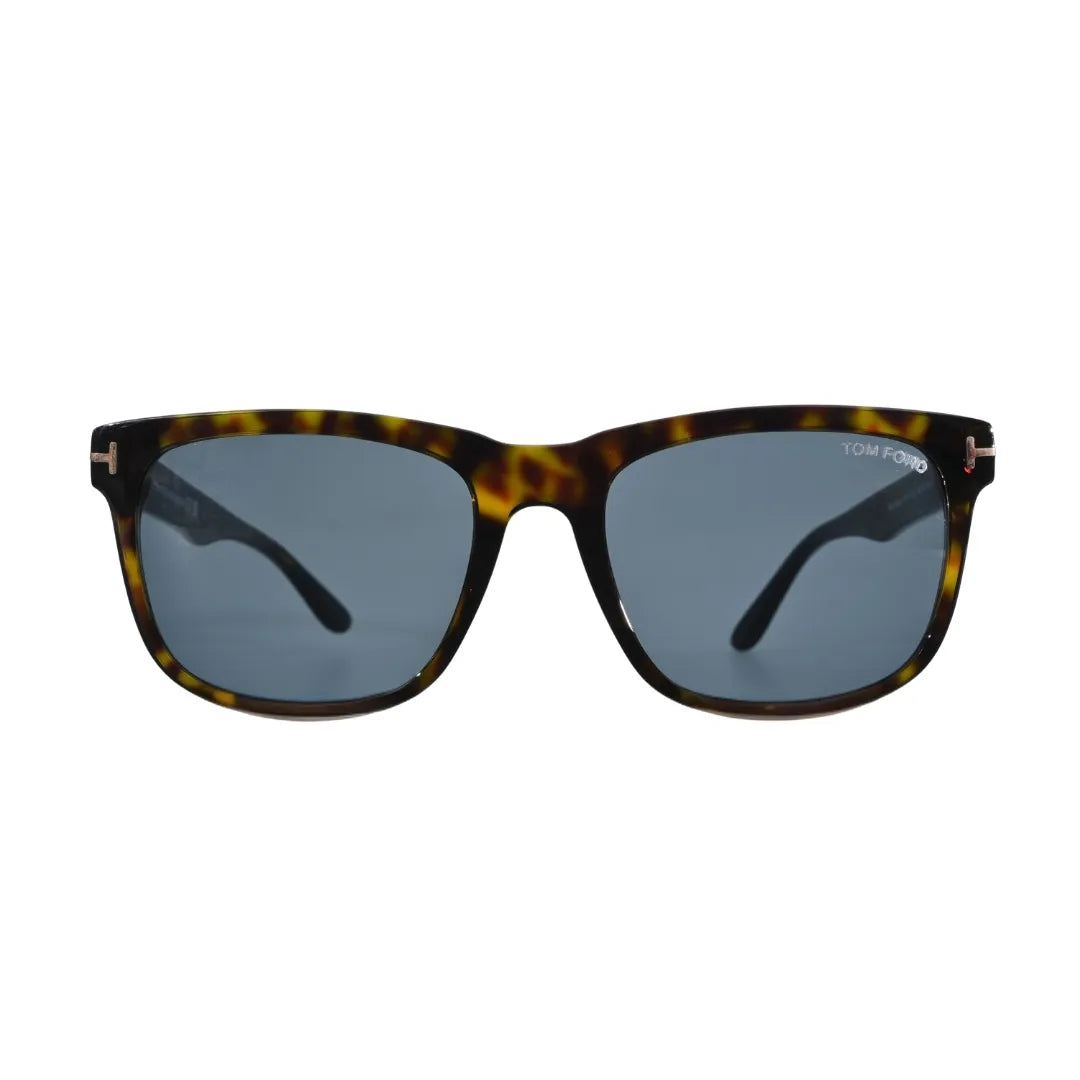 Front view of Tom Ford Stephenson square sunglasses with blue-grey lenses