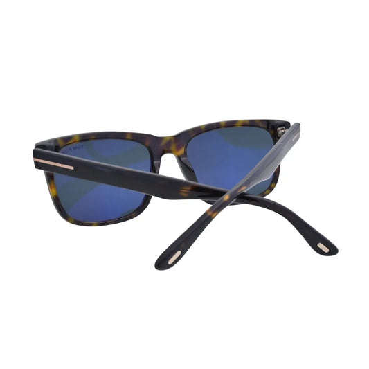 Three-quarter angle of dark havana Tom Ford square sunglasses
