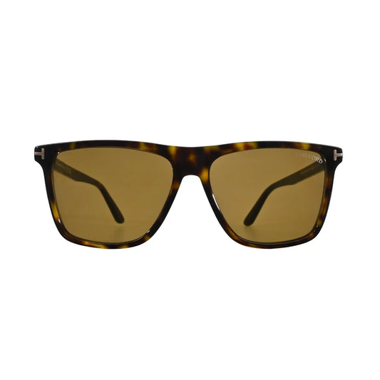 Three-quarter angle of Tom Ford FT0832 52J sunglasses with warm brown lenses