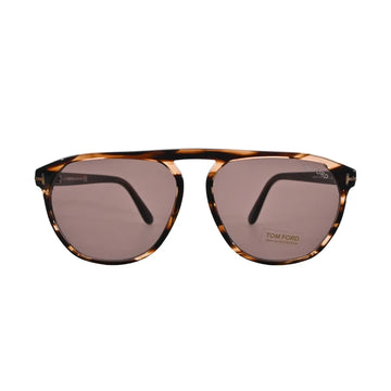 Front view of Tom Ford Jasper-02 FT0835 56E striped havana aviator sunglasses