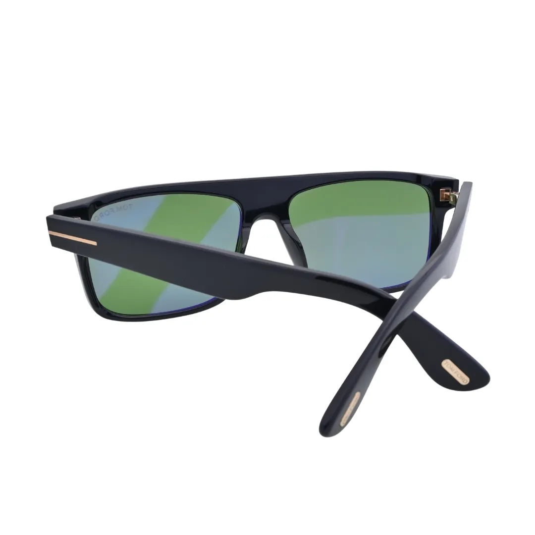 Tom Ford TF999 01N Philippe-02 black acetate green lens sunglasses rear view