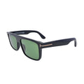 Tom Ford Philippe-02 TF999 01N shiny black green square sunglasses side angle view