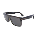 Front view of Tom Ford Philippe-02 TF999 52A dark Havana square sunglasses with smoke grey lenses