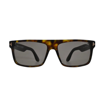 Front angle view of Tom Ford Philippe-02 TF999 52A dark Havana square sunglasses with smoke lenses