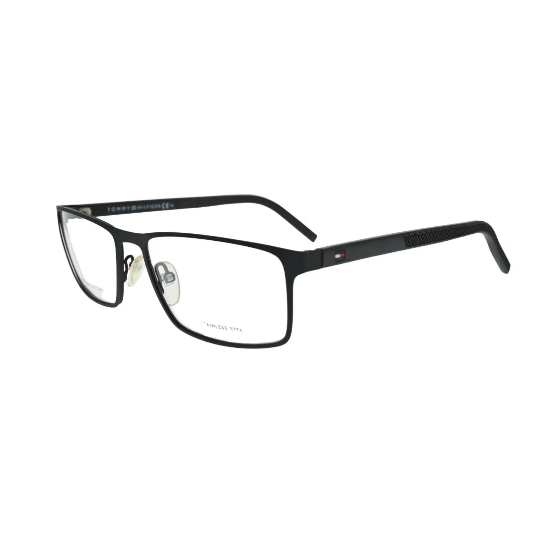 Tommy Hilfiger TH1593 Black Rectangular Eyeglasses side profile